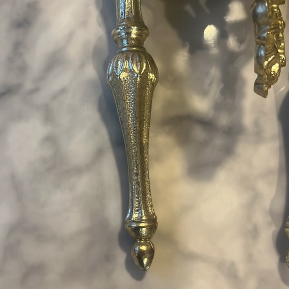 Vintage Gold Tone Ornate metal Hollywood Regency wall Hanging pair candlestick - Picture 5 of 10